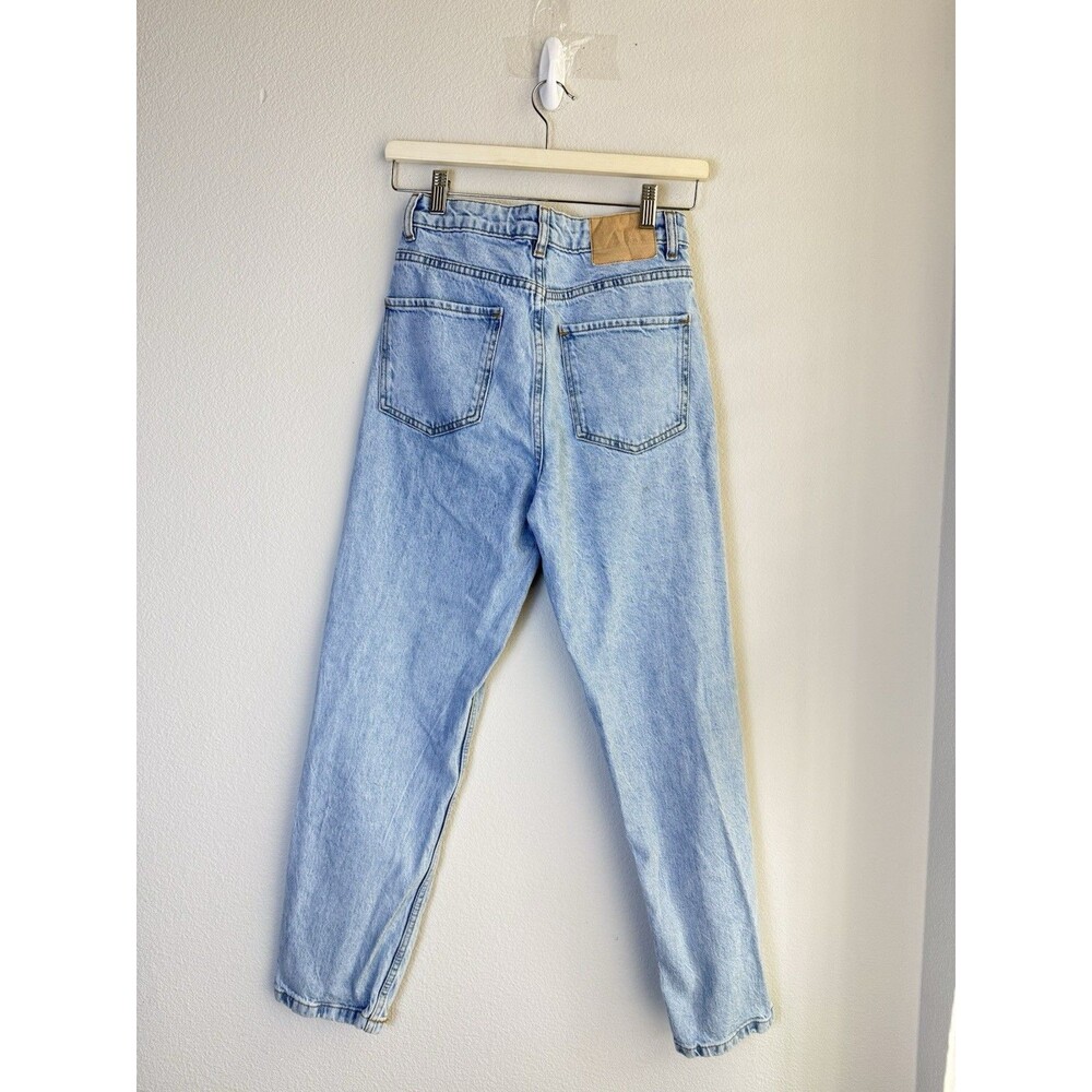 Zara Mom Jeans Womens US 4 EU 36 Light Wash High Rise Tapered Denim Pants 26 - Picture 4 of 7